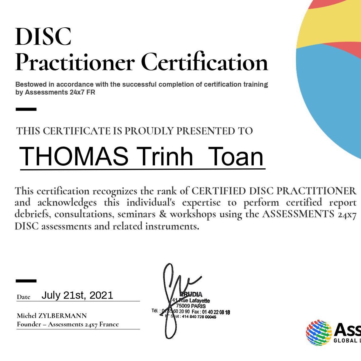 DISC Practitioner Thomas Trinh Toan